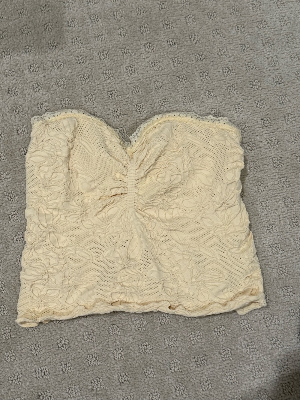 Full Tilt Cream Lace Strapless Crop Top
